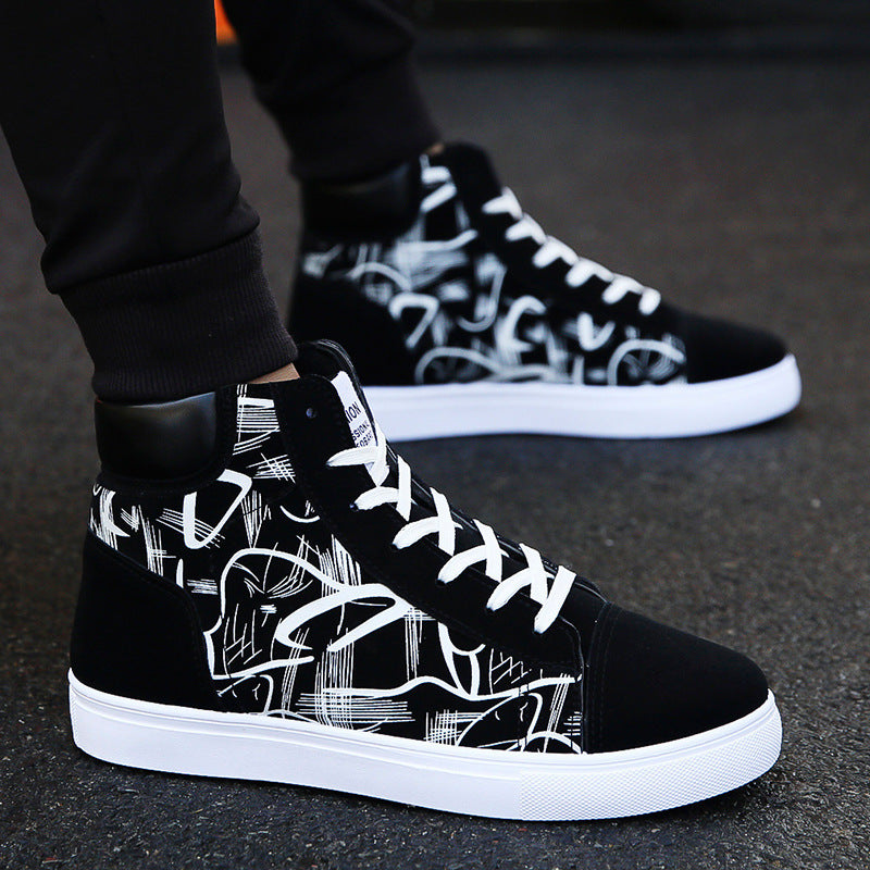 Spring High Top Men's Shoes Korean Edition Non-Slip Sole Sizes 39-44