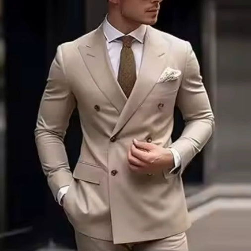 Men's Slim Fit Two-Piece Business Casual Suit Set