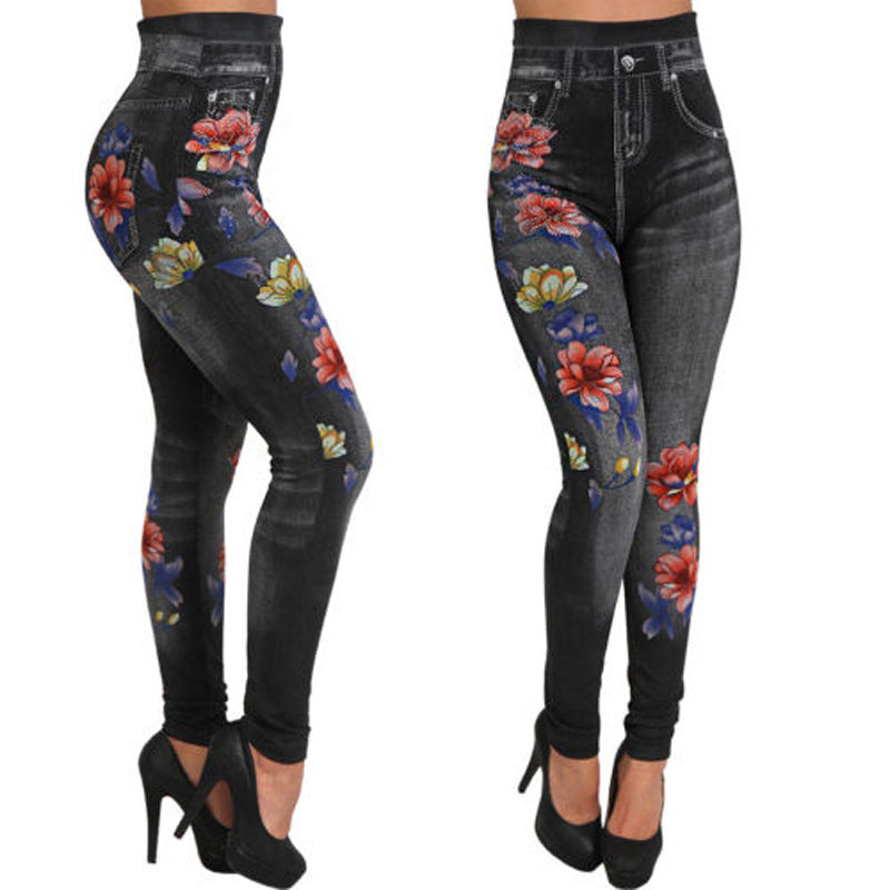 Seamless Cotton Faux Denim Cutout Leggings in Multiple Colors and Sizes