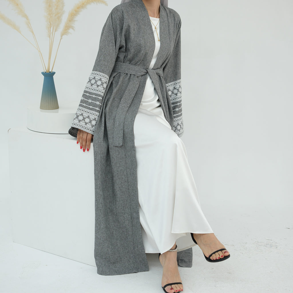 Embroidered Elegant Cardigan Robe for Middle East Saudi Turkey Dubai
