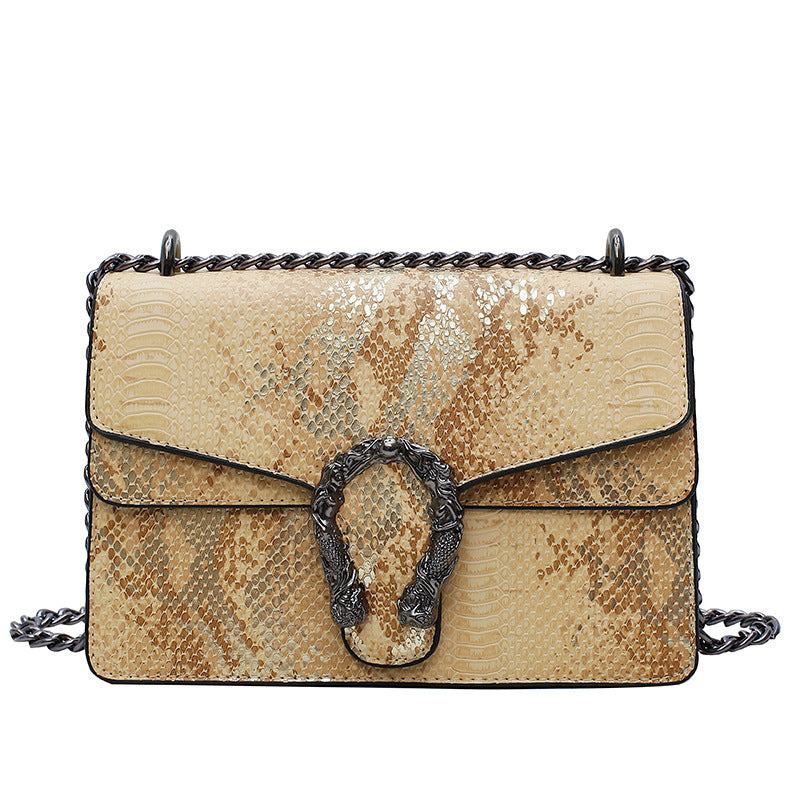 Snake Pattern PU Chain Crossbody Shoulder Bag