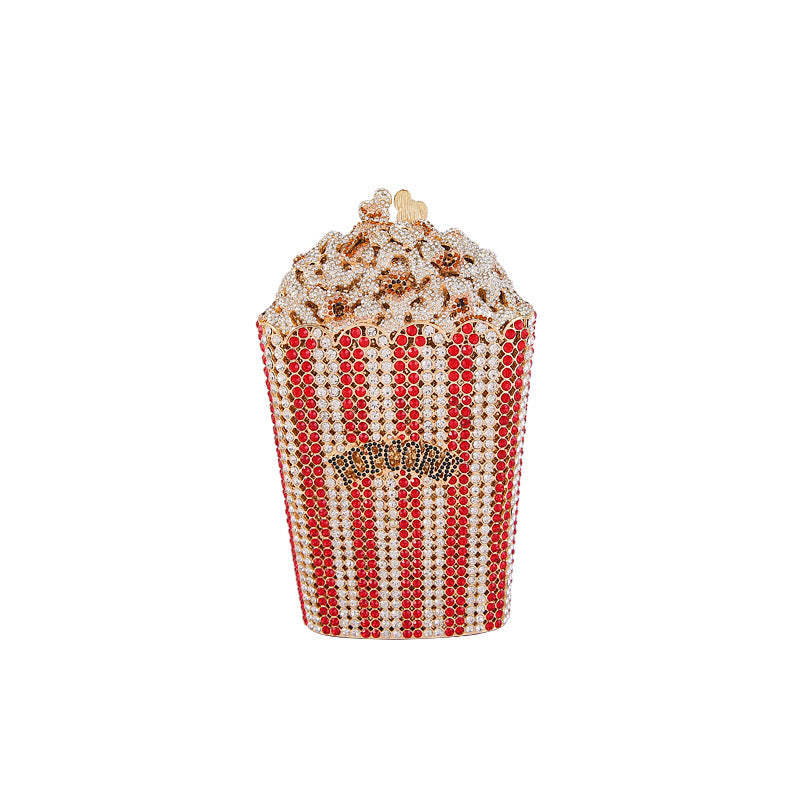 Alloy Diamond Popcorn Bag Small Square Dinner Clutch 20cm