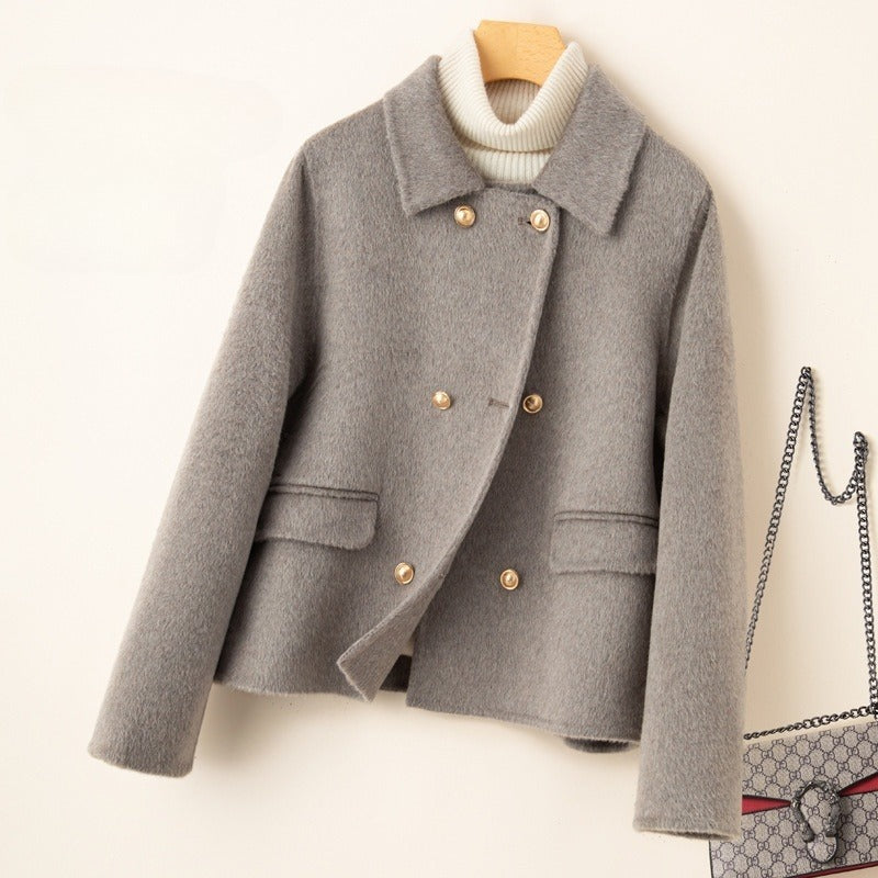 Double-Sided Women's Short Wool Overcoat Small Size
