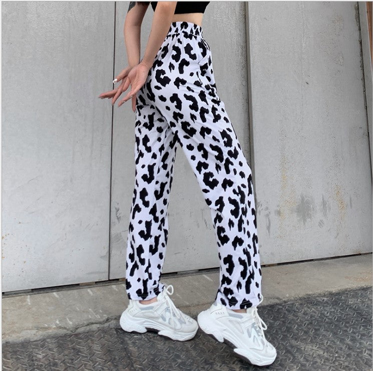 High-Waist Micro-Flap Straight White Street Trousers