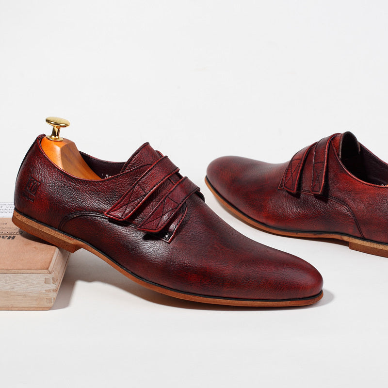 Handmade Vintage Genuine Leather Men's Shoes - Wine Red, Yellow, Sizes 38-44