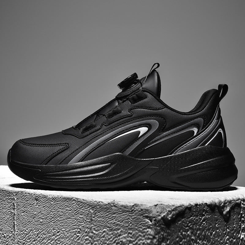 Waterproof Men's Leather Sneakers with Rotating Button