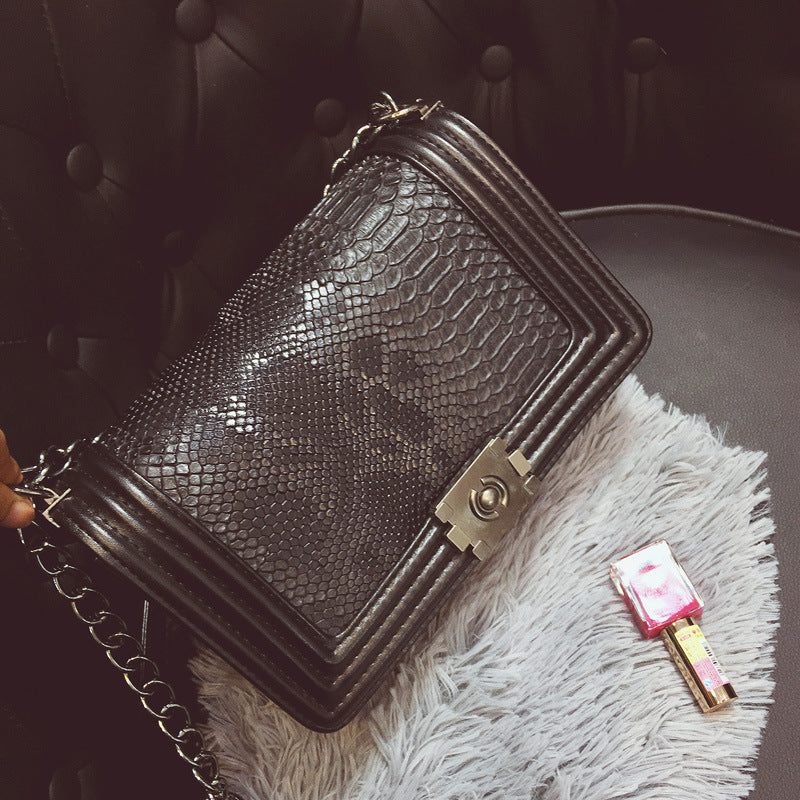 Snake Lock PU Shoulder Bag 25CM