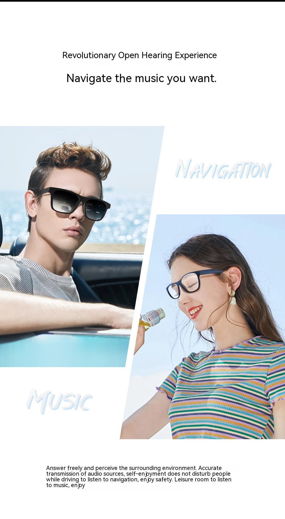 Black Smart Bluetooth Sunglasses with Headset and Transparent Screen