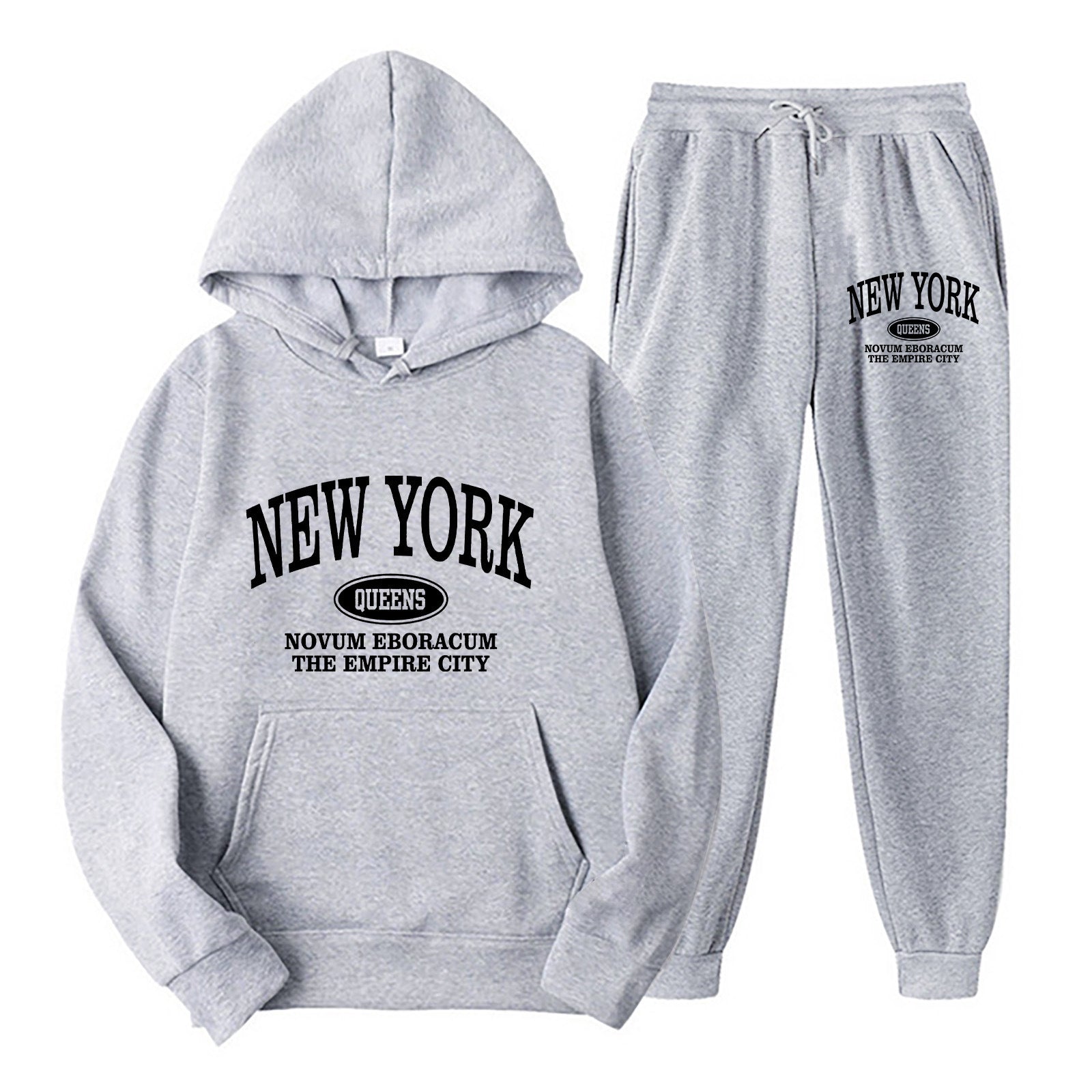 Men's Printed Hoodie Two-Piece Sweater Suit Polyester Fiber