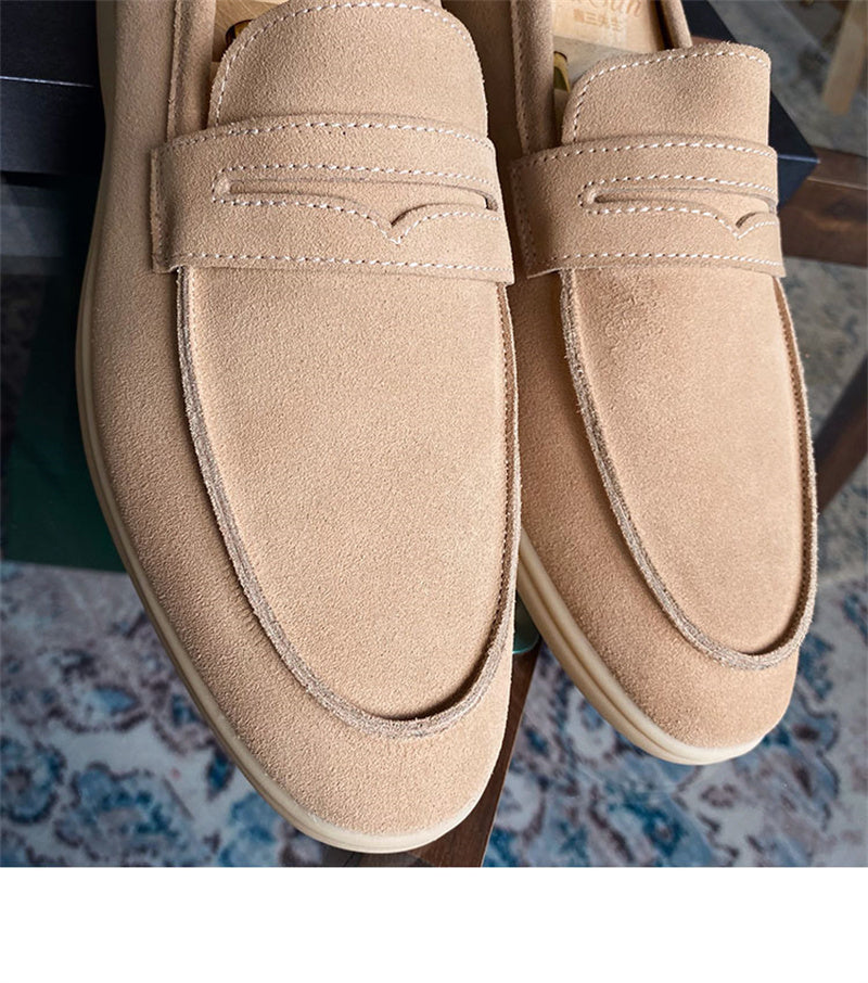 Handmade Genuine Leather Men's Casual Apricot Shoes Size 38-44
