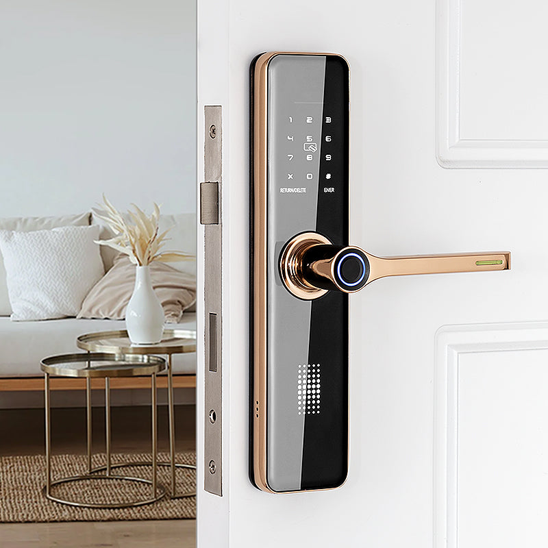 Smart Aluminum Door Lock with NFC, Fingerprint & Card Access – Keyless for Glass & Wood Doors