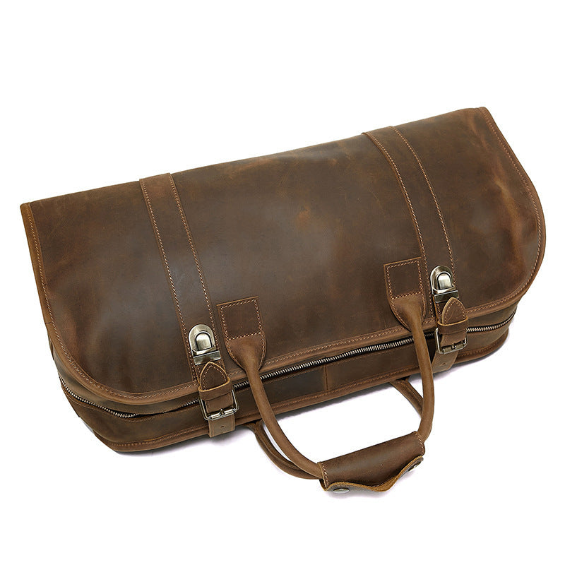 Vintage European & American Genuine Leather Travel Bag 18" Portable Backpack