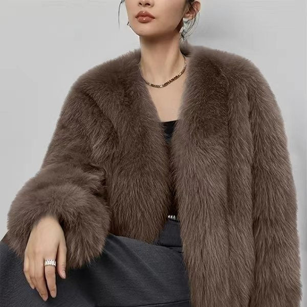 Women's Short Artificial Fur Coat Fashion Outerwear