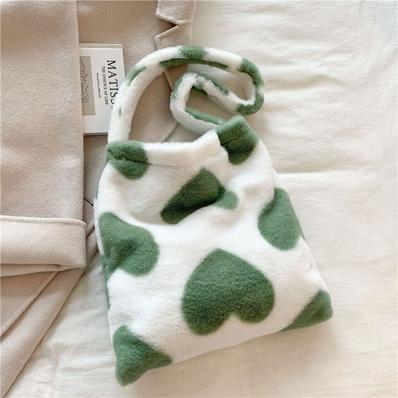 Grand sac shopping en peluche d'hiver pour femmes