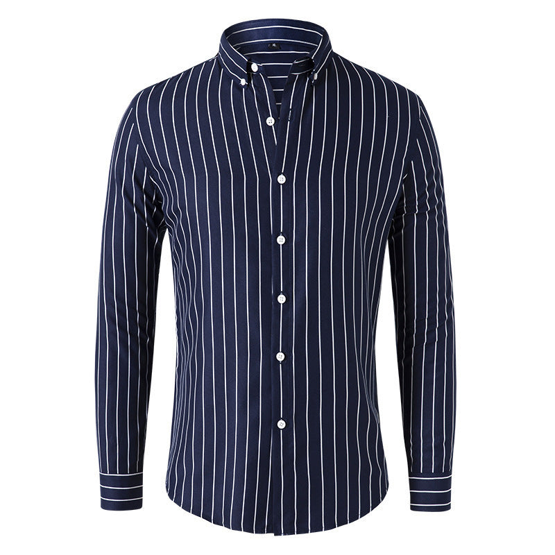 Men's Slim Long-Sleeve Casual Striped Shirt