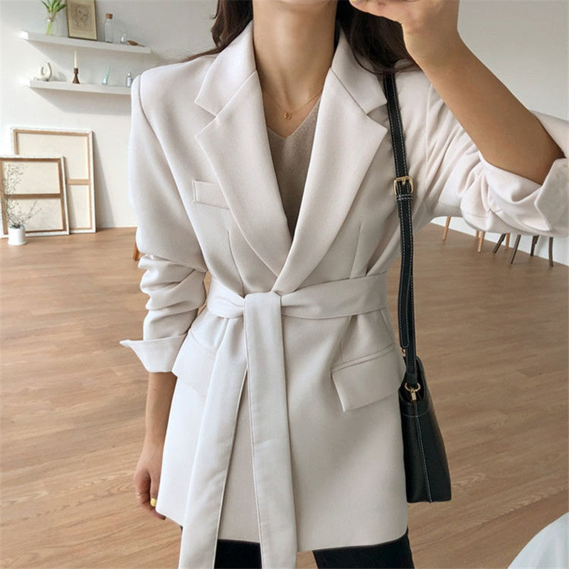 Petit blazer de costume coréen ajusté pour femme, style britannique