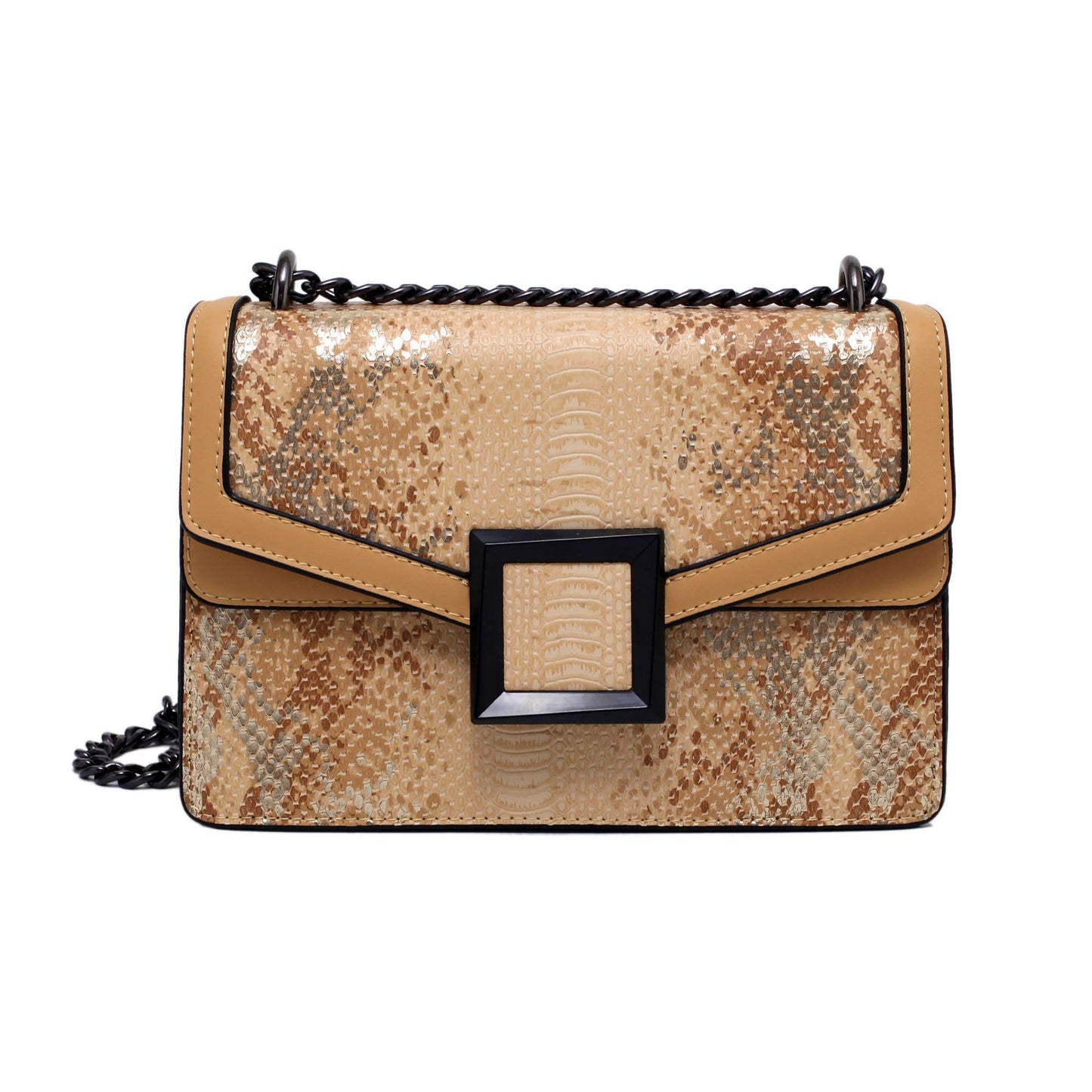 Fashion Snake Print Chain Crossbody One Shoulder Trendy Bag