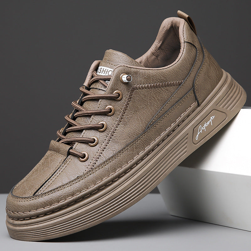 British Style Casual Low-Top Men's Shoes in Black, Gray & Khaki