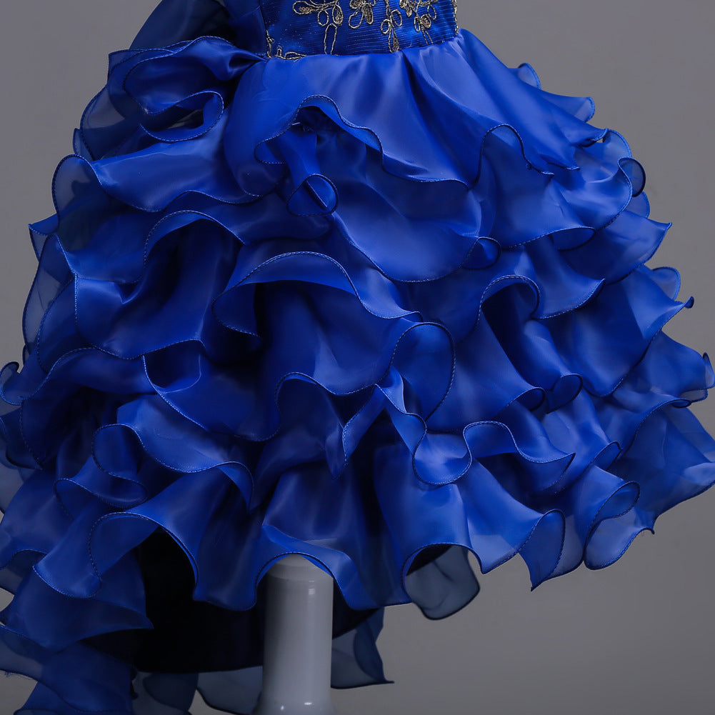 Middle-Aged Kids Trailing Princess Cake Fluffy Performance Dress