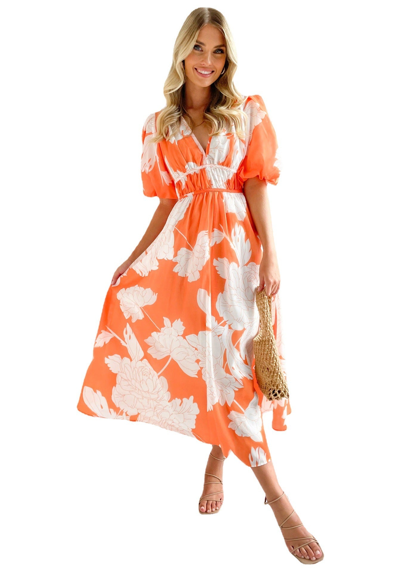 Robe longue en polyester imprimé pour femme - Style urbain tendance