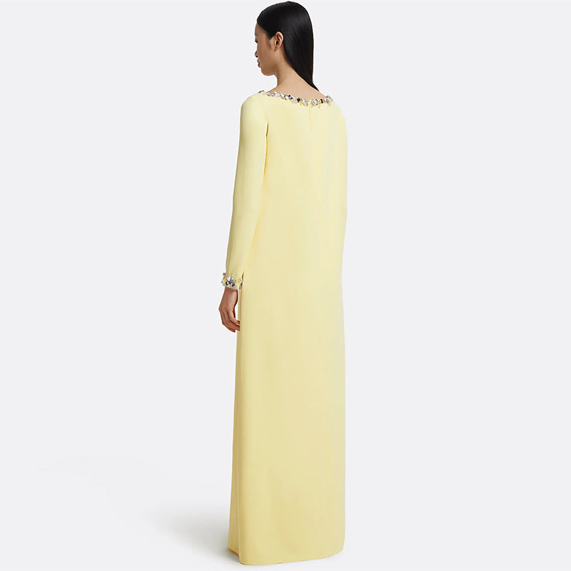 Robe Abaya Longue Ample Perles Minimaliste