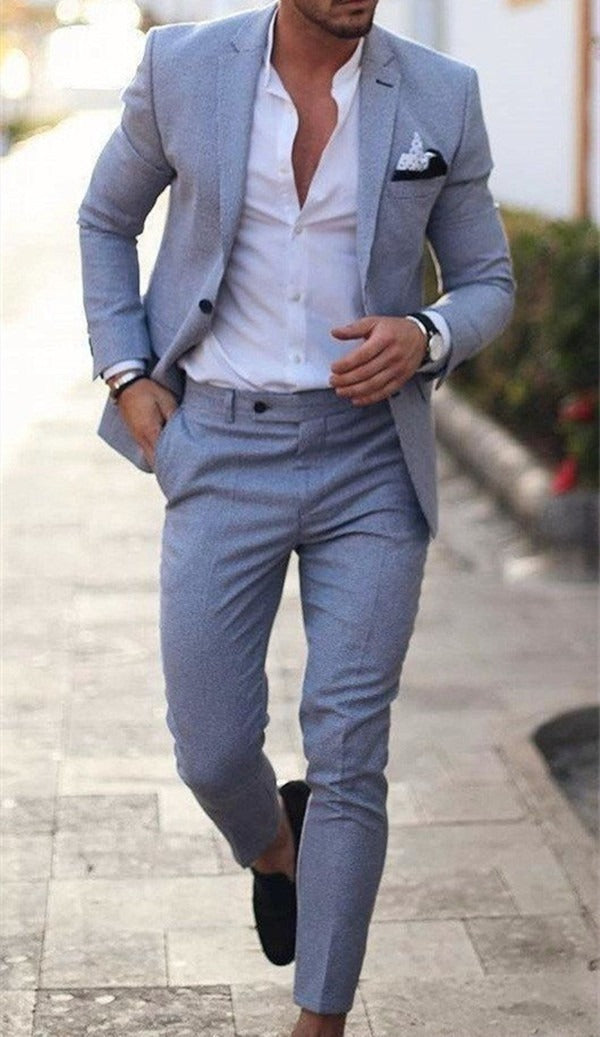 Costume deux pièces en lin coupe ajustée grande taille pour homme, Tailles M-6XL