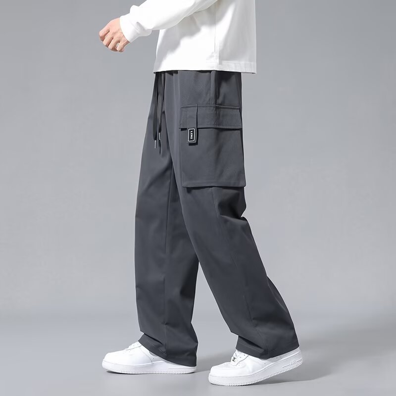 Pantalon cargo droit ample à cordon pour garçon