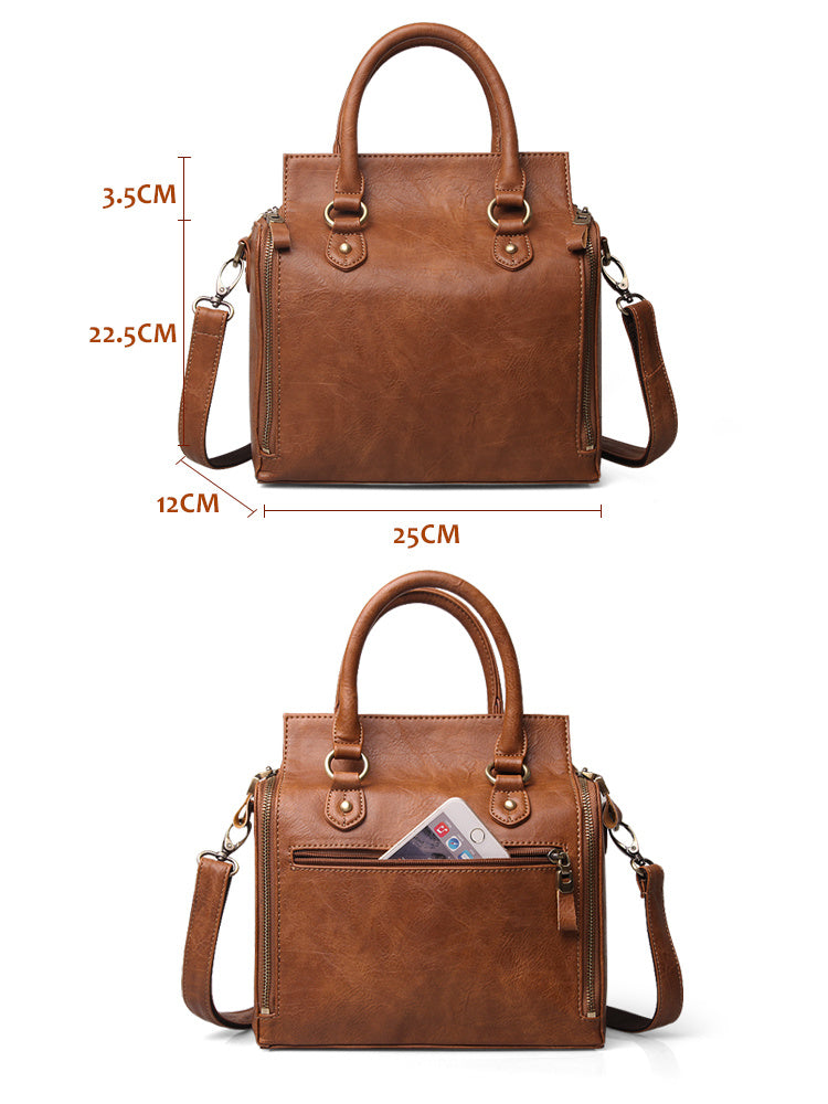 Sac fourre-tout tendance haut de gamme en cuir PU orange grande capacité