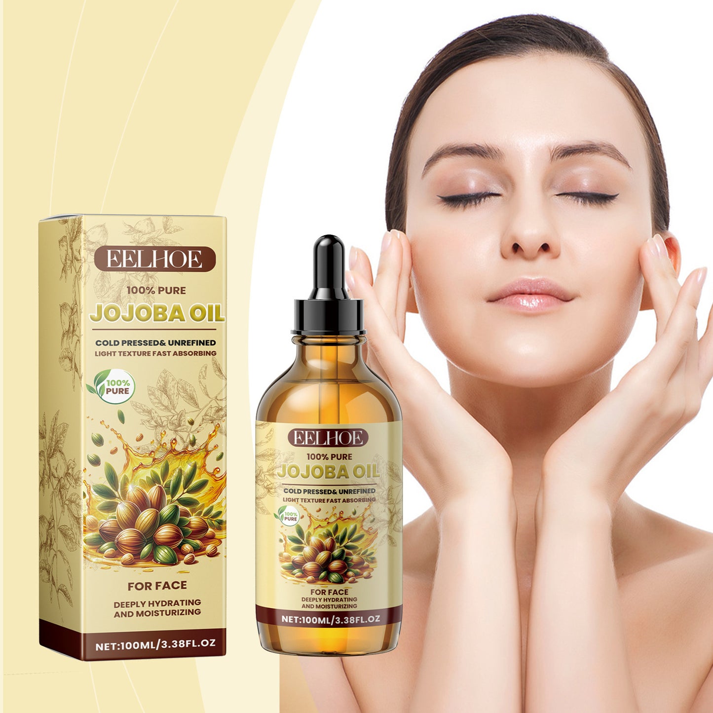Huile de jojoba EELHOE pour le visage - Hydratante, éclaircissante et raffermissante