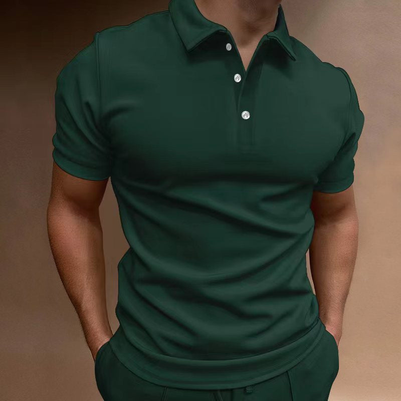 Men's Loose Cotton Blend Button T-Shirt, Short Sleeve, Multiple Colors