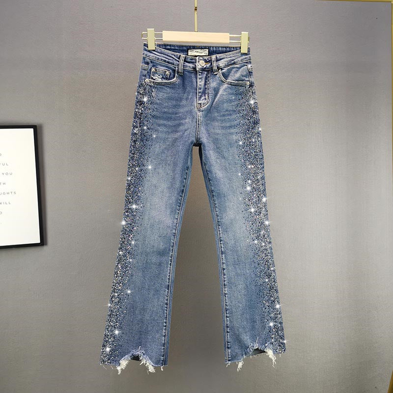 Spring New Style Cotton Stretch High Waist Slim Slimming Wide-Leg Booty Pants