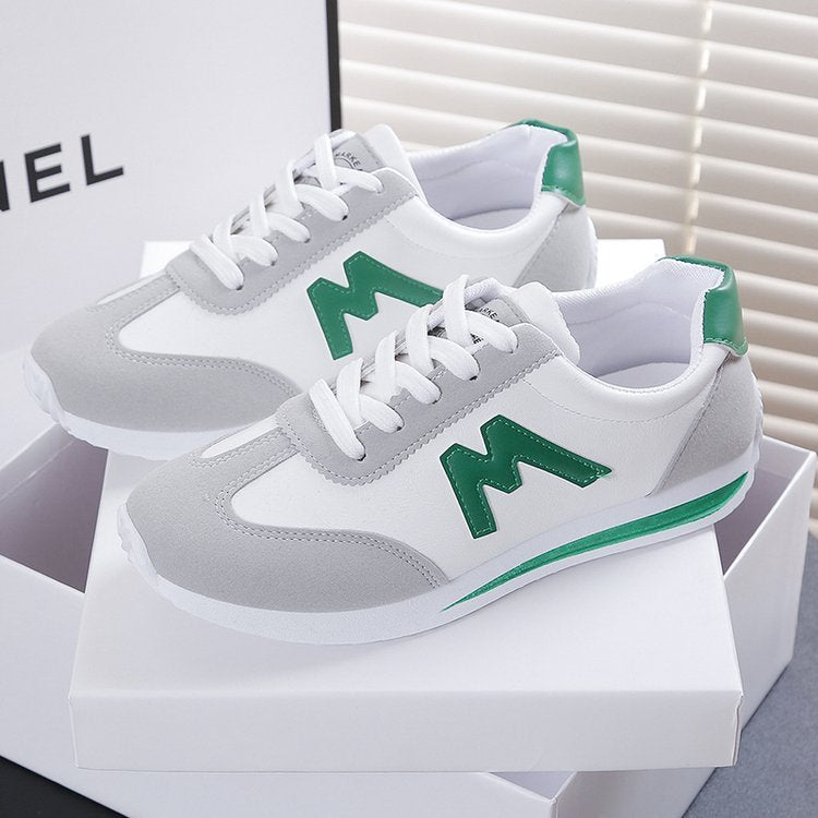 Women's Casual Leather Running Shoes Low Top Flat Heel