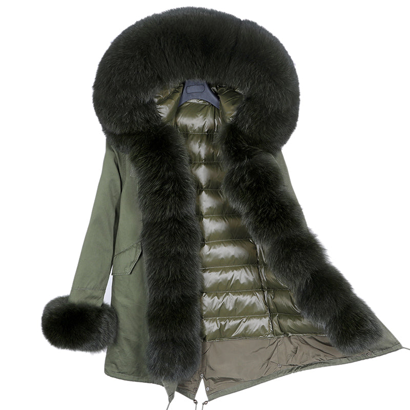 Fur Coat With Detachable Inner Liner and Placket