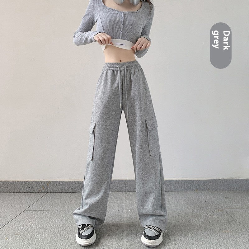 American Style Women's Casual Loose Tapered Drawstring Overalls