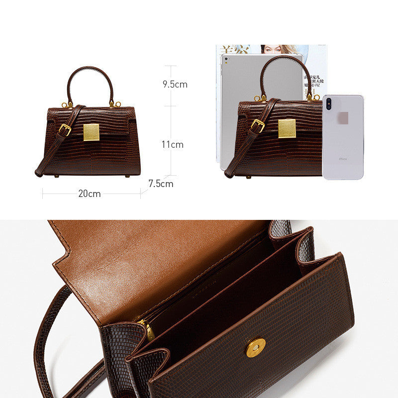 Bordeaux Red Vintage Leather One-Shoulder Messenger Bag
