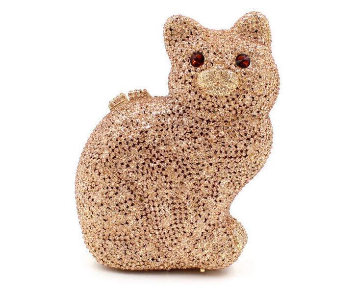 Kitty Rhinestone Handbag with Stranded Metal Crystal Detail