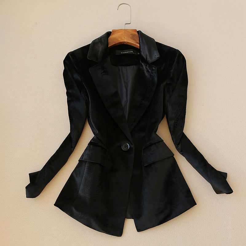 Slim-fit Long-sleeved Suit Jacket High-waist Micro-flap Slim Trousers