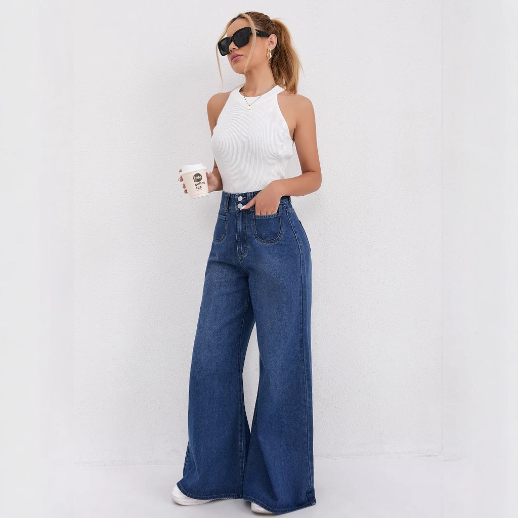High-Waisted Flared Floor-Length Pants
