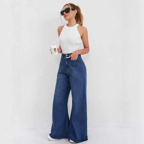 Pantalon évasé taille haute longueur au sol