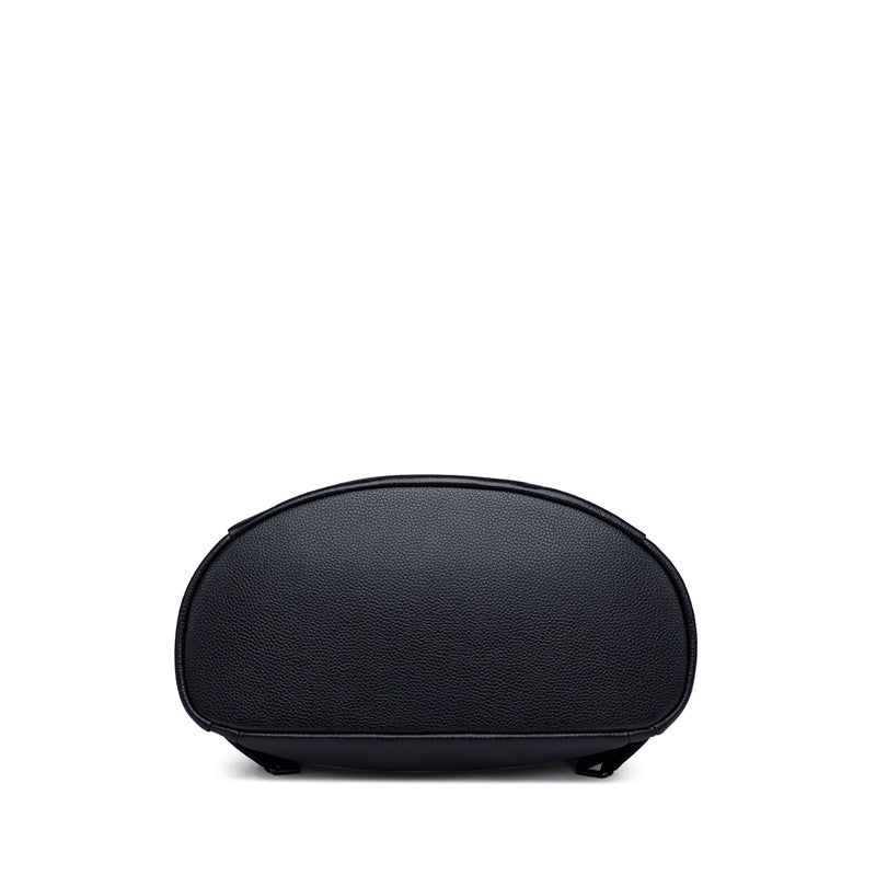 High-Capacity Ladies Bag in Black Top Layer Cowhide Leather