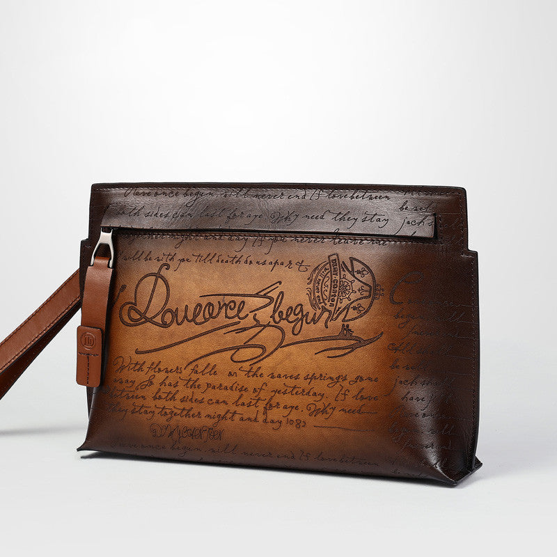 Pochette de mode personnalisée en cuir de vachette pour homme