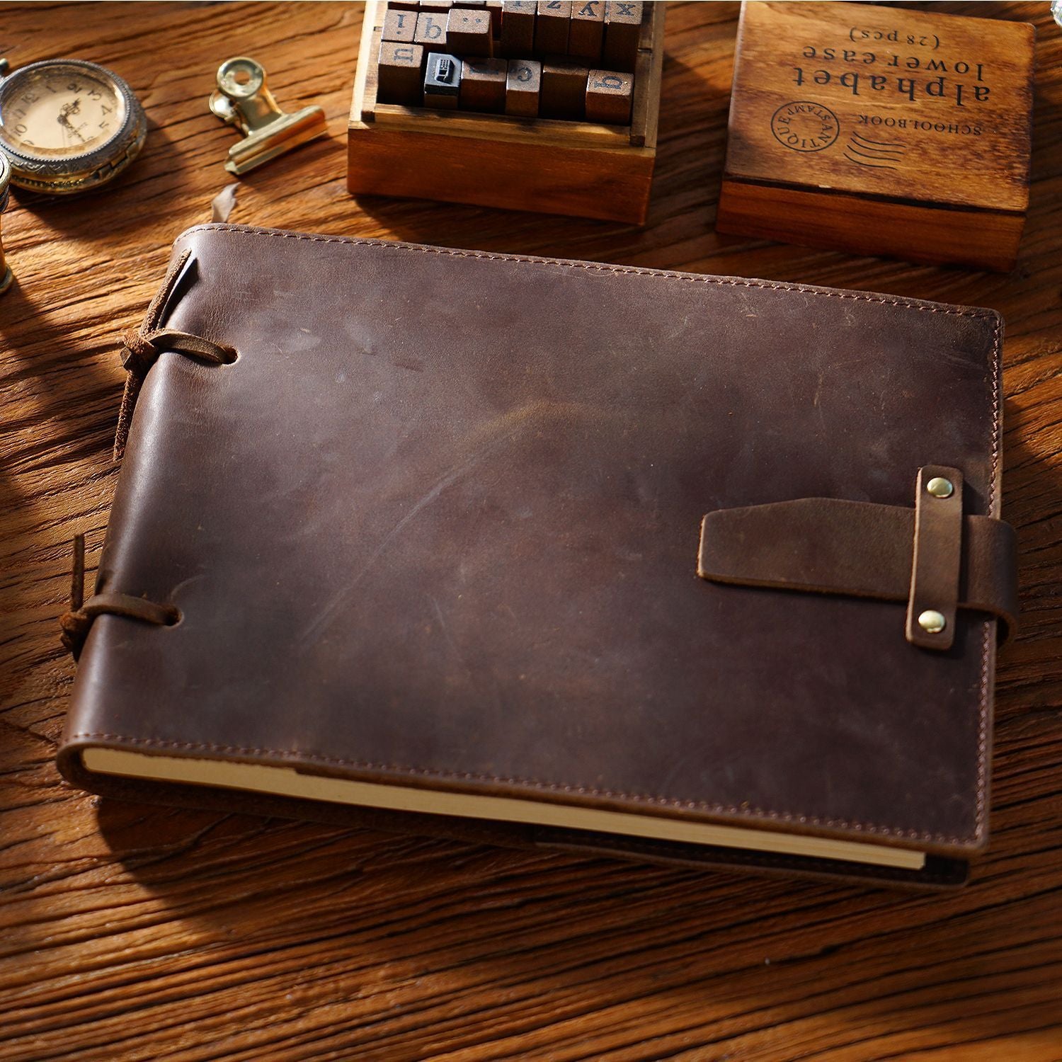 Vintage Handmade Genuine Leather Rope Notebook 215x160mm