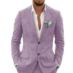 Costume homme coupe ajustée en lin et chanvre pour mariage et soirée