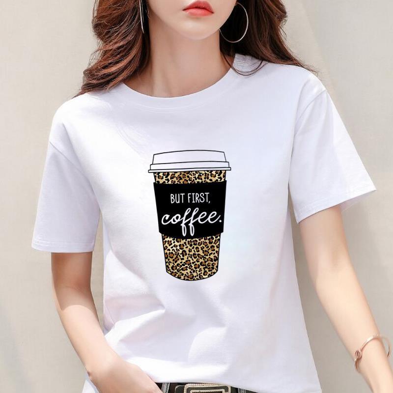 Modal Fabric Women's Leopard Print Heart Short Sleeve Top