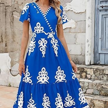 Robe étagée à manches évasées Floral Apricot