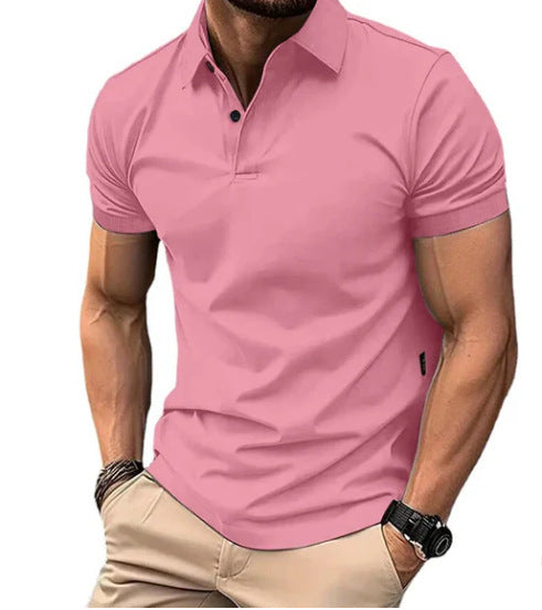 High Sense Casual Solid Color Short Sleeve Shirt with Buttons