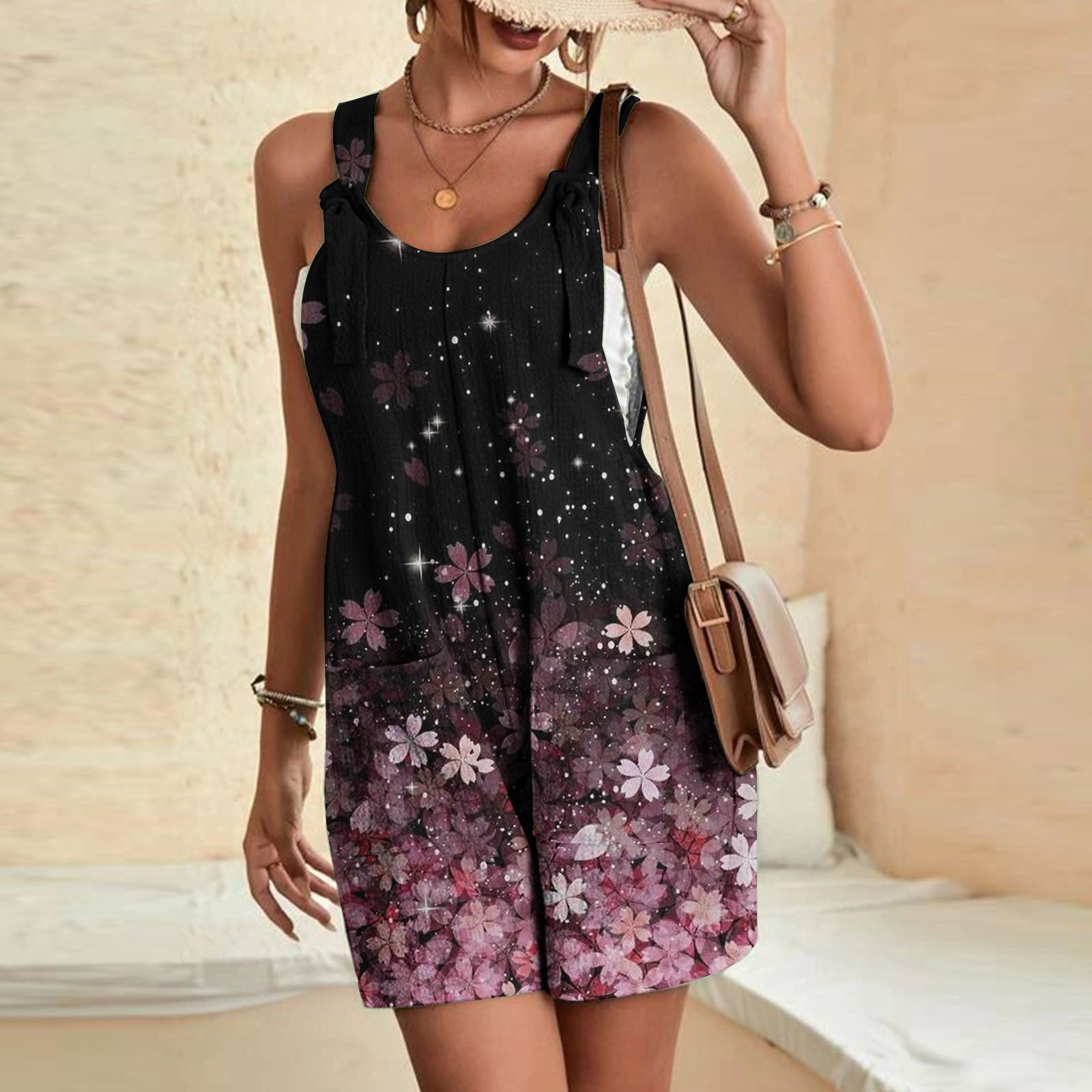 Printed Casual Suspenders Pants for Women