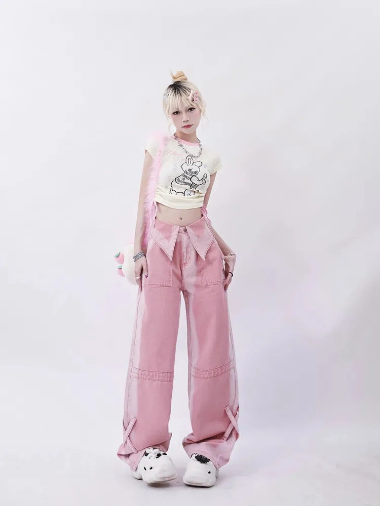 High Waist Loose Slimming Straight Jeans for Women