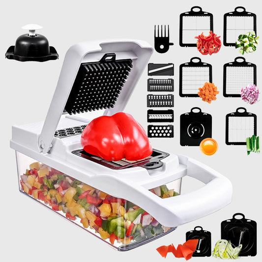 Multi-Function Vegetable Chopper 15-26 Piece Set Black & White