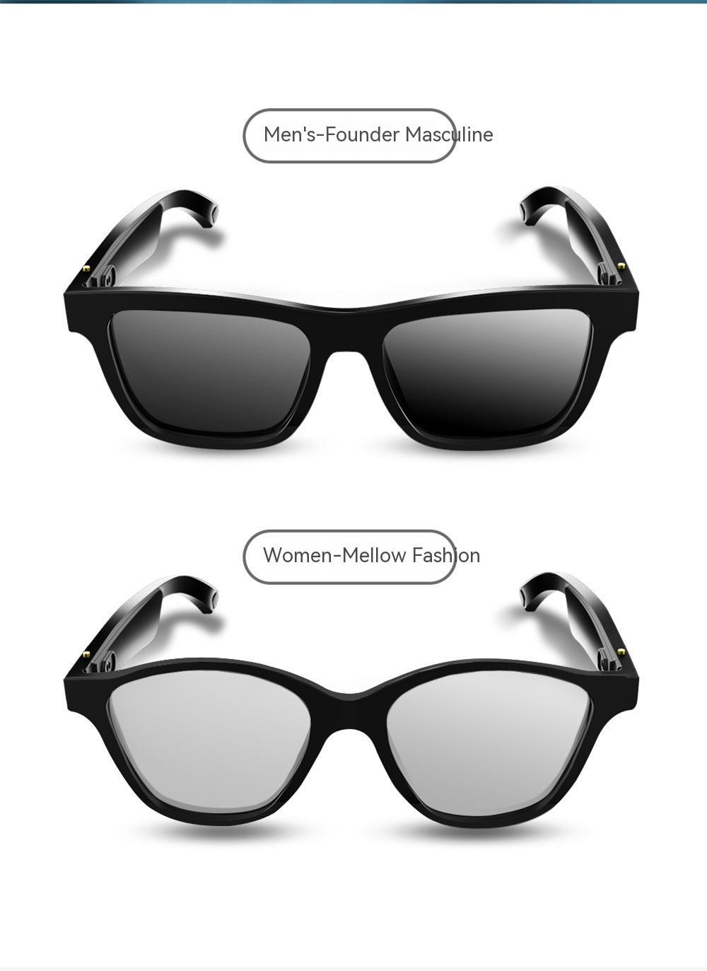 Black Smart Bluetooth Sunglasses with Headset and Transparent Screen